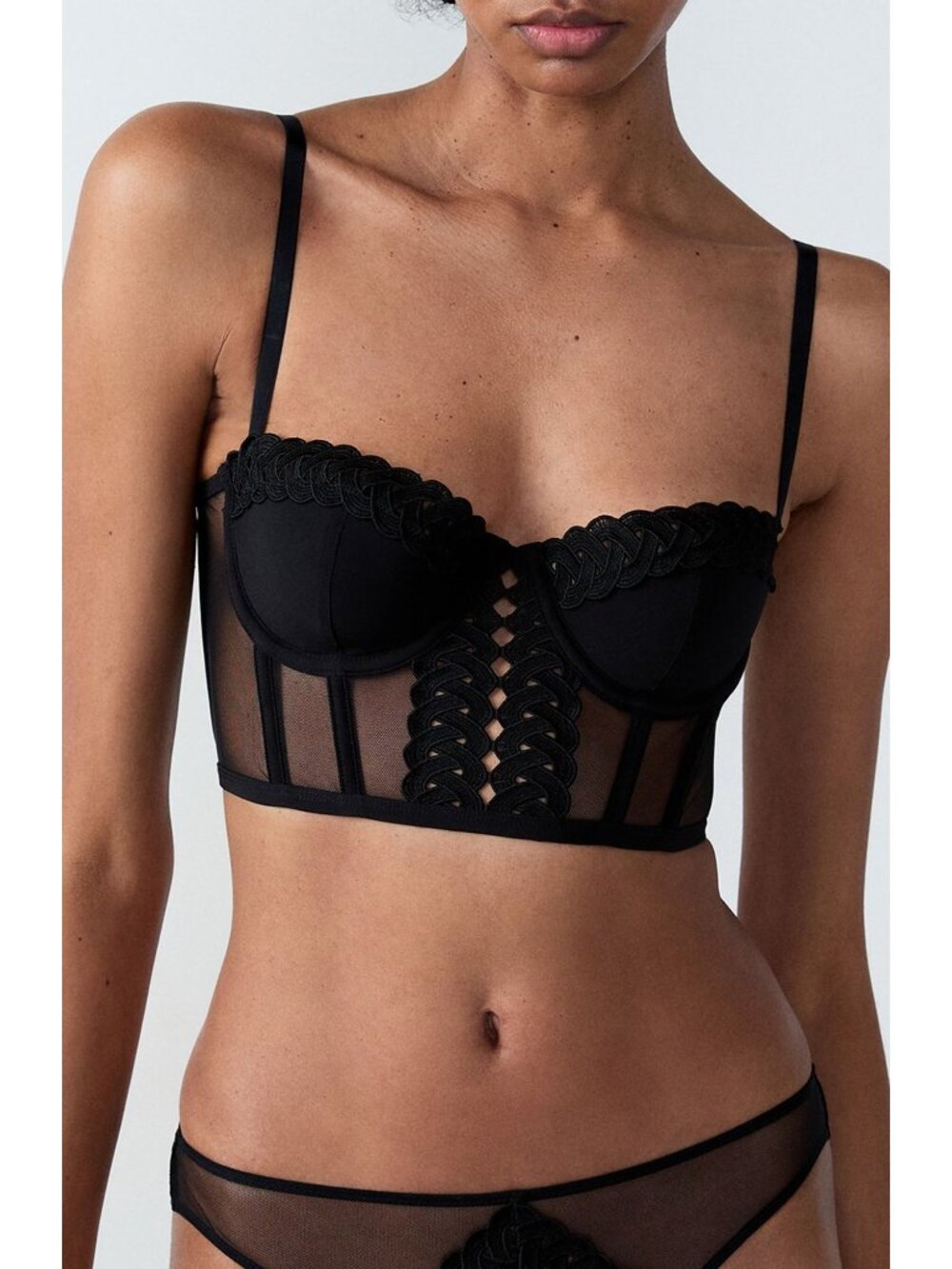 🆕ETAM Obsession Underwire Bustier Bra 34C Black - Picture 3 of 11